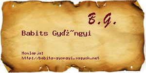 Babits Gyöngyi névjegykártya